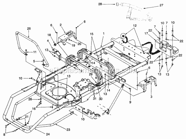 Frame And Attachments Diagram and Parts List for Z42 53AC305G100 Cub Cadet Lawn Mower